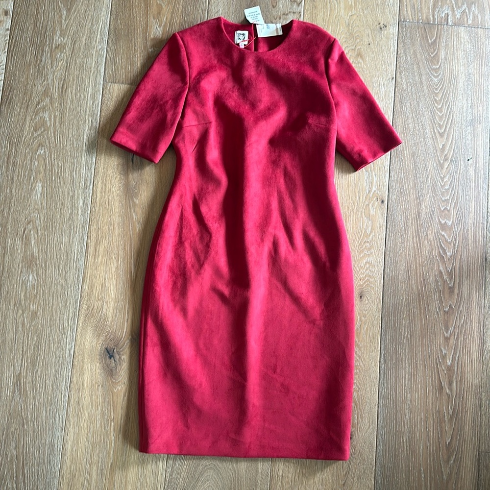Anne Klein red suede dress, size 12 & 8, lined
